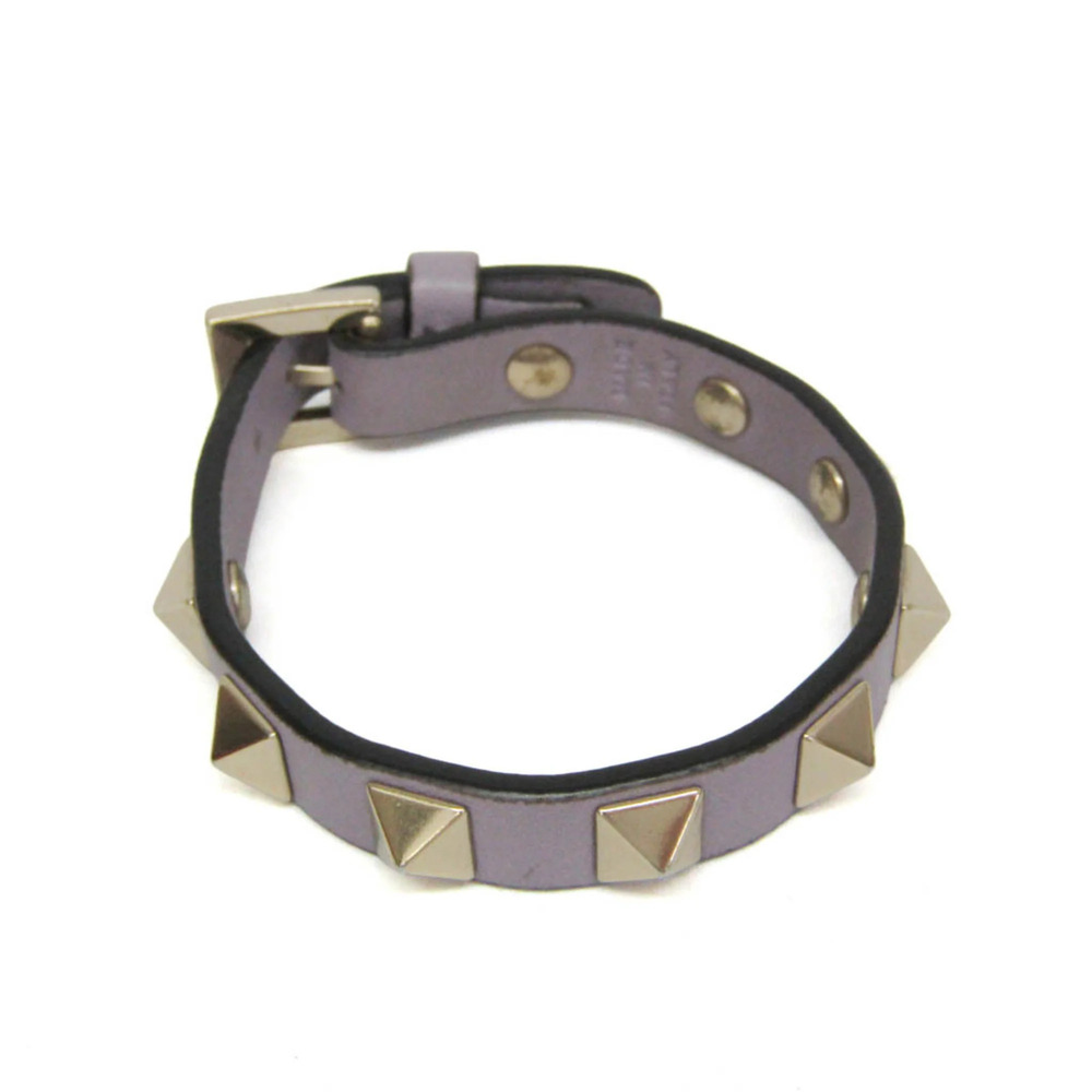 Valentino Garavani Rock Studs Leather,Metal Bangle Champagne Gold,Light Purple